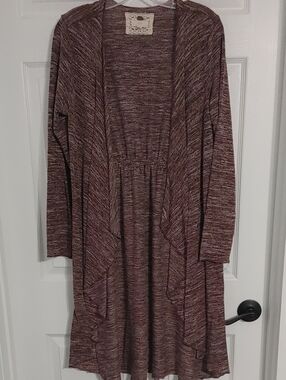 Cupio Long-Sleeve Open Cardigan in Mauve Marled Women's LG